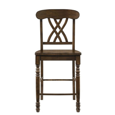 2 tabourets à hauteur de comptoir à dossier croisé en noyer - Chaises de salle à manger avec siège et repose-pieds enjoués pour une expérience joyeuse 2 pièces, mousse, pieds avant en bois, rectangulaire, sensation