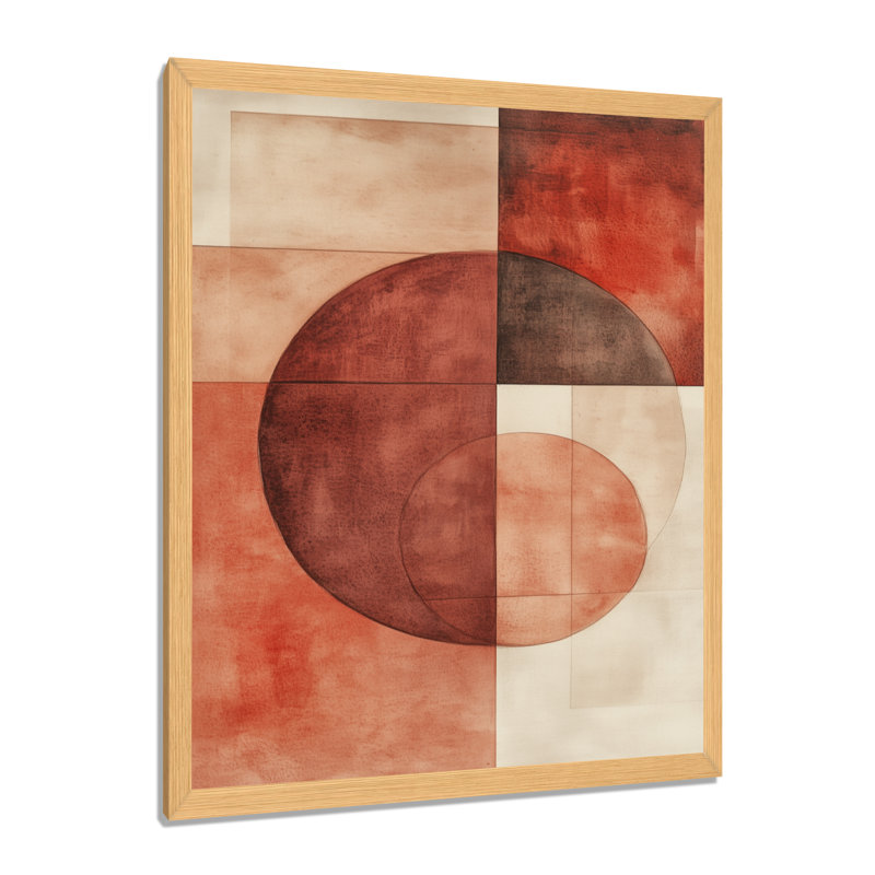 Équilibre en terre cuite rouge-brun III - Tableau abstrait moderne de transition encadré, H 32 po x l 24 po