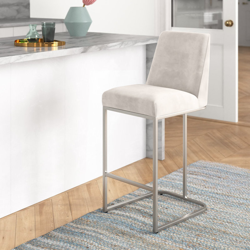 Tabouret Harrill, Abalone, Tabouret de bar (siège d'une hauteur de 28,5 po), Argent