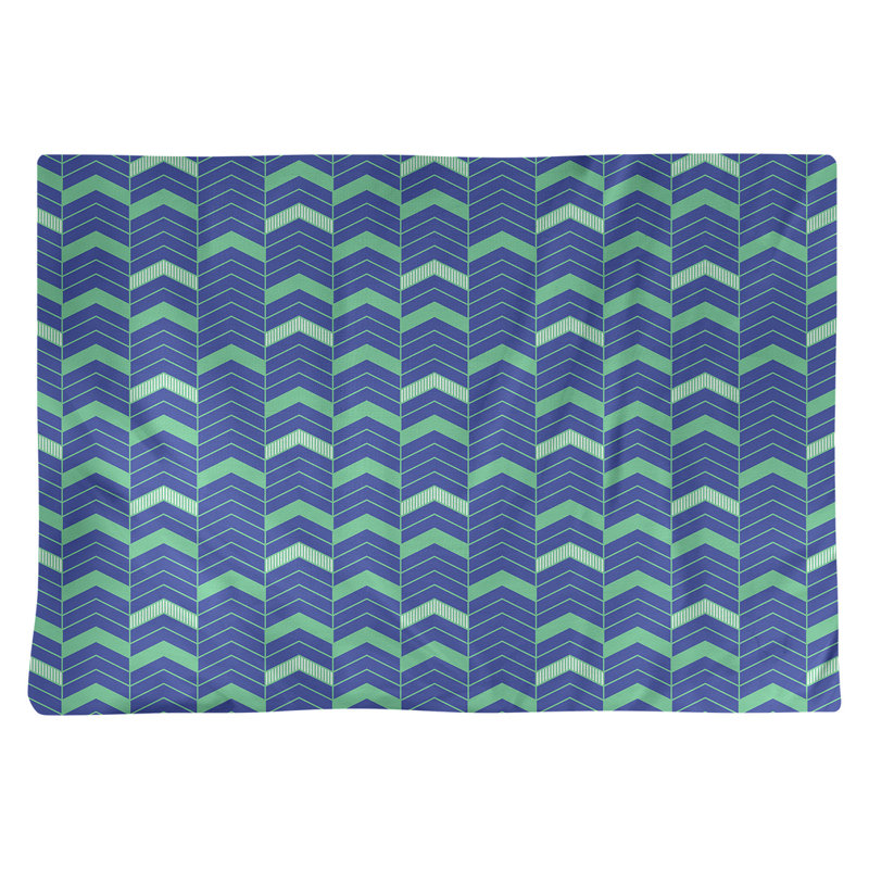 Récapitulatif à chevrons 18" lineed Stephenie, Bleu / Vert, Coton