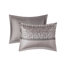 Ensemble d'édredon en jacquard gris / taupe 7 pièces - Grand