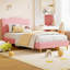 Lit plateforme rembourrée double en polaire sherpa pour enfant, tête de lit réglable, sommier à lattes silencieux en bois, cadre de lit pour chambre à coucher – Rose pâle-1744902895-1744902889