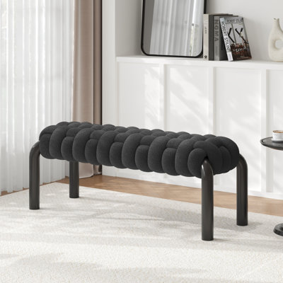 Banc de lit 47 po en tissu tressé Teddy