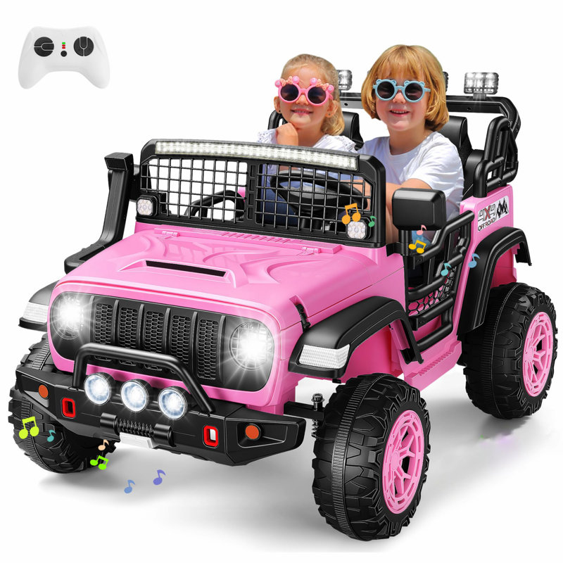 Voiture électrique 2 places 24V avec télécommande, Rose
