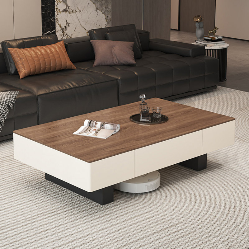 Table basse Modern, Crème/noir, H 16,5 po x L 63 po x l 31,5 po