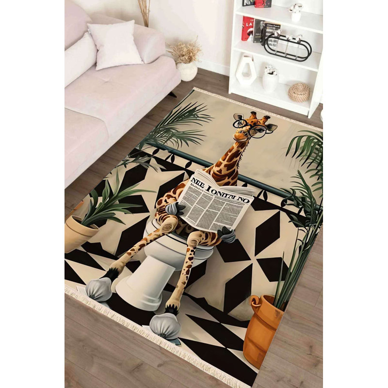 Nov Tapis fantaisie girafe sur une toilette