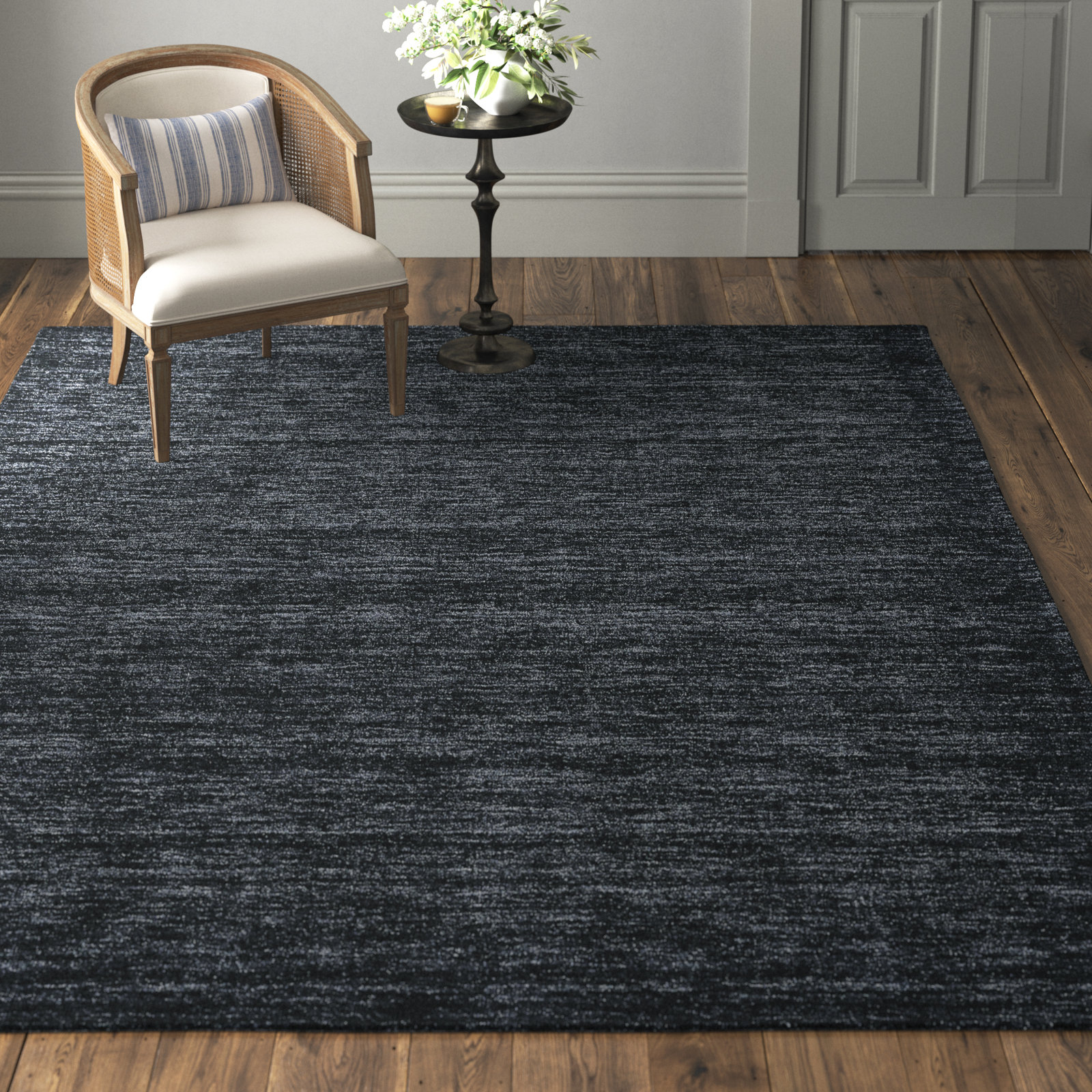 Kaden Hand-Woven Wool Shag Rug, Rectangle 8' x 11', Black