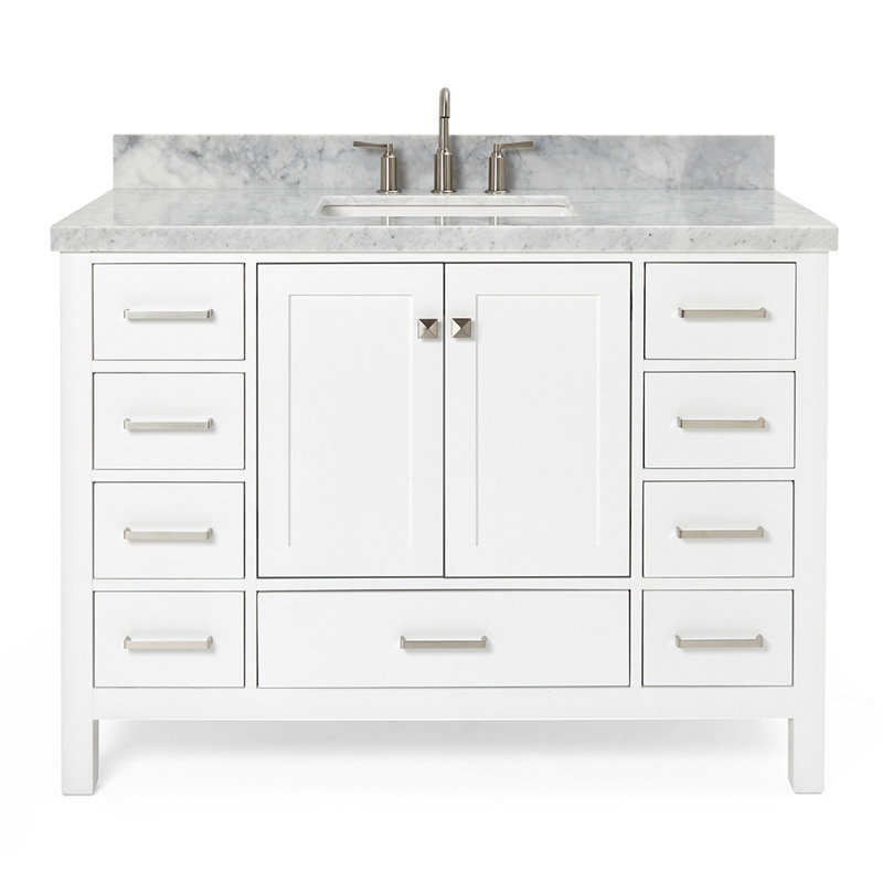 Ensemble de meuble-lavabo simple 49 po Cambridge, Blanc, Rectangular