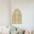 14"H Brushed Gold-Color Metal Pendant Light with Bamboo Shade