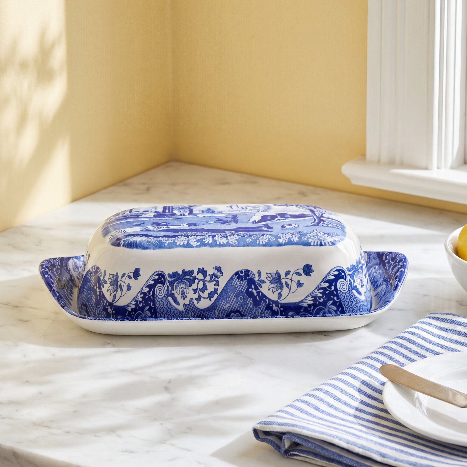 Spode Blue Italian Porcelain Butter Dish