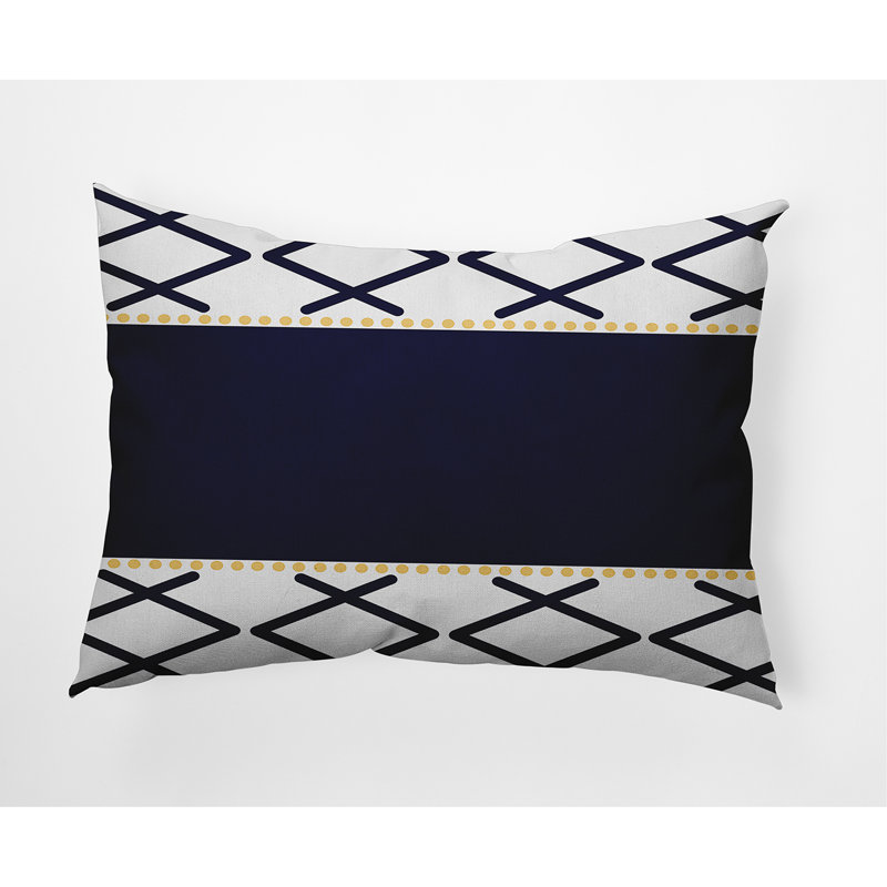  Knot Fancy Outdoor Rectangular Pillow Cover and Insert, Navy Blue