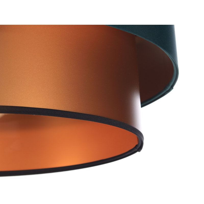 Rivington 1 - Light Black/Silver Drum Pendant, 20cm H x 60cm W x 60cm D, Teal/Orange