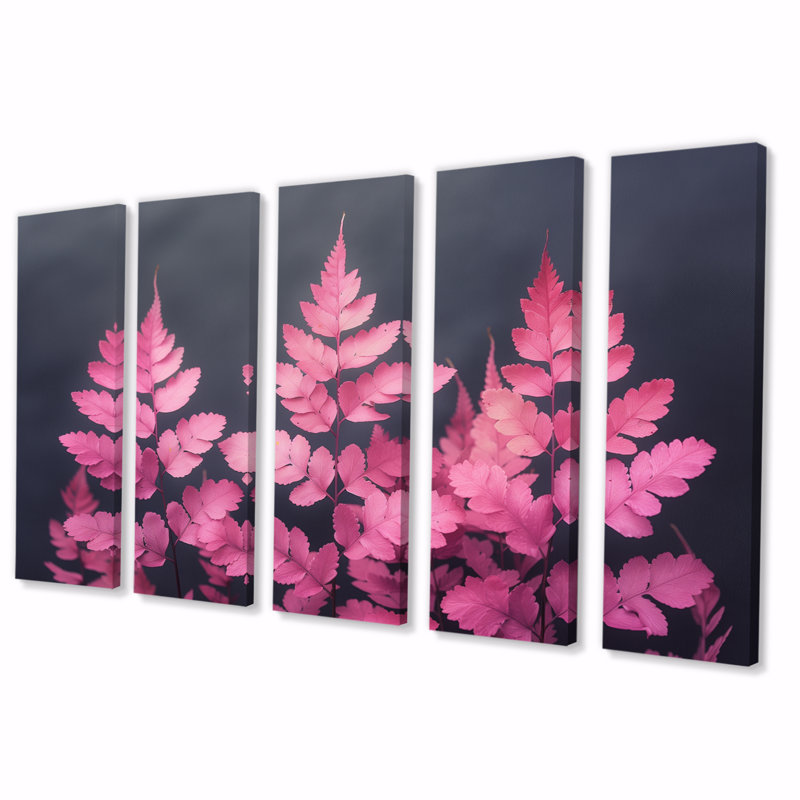 Ensemble de décorations murales monochromes et fougères roses Ethereal Dream, H 28 po x l 60 po