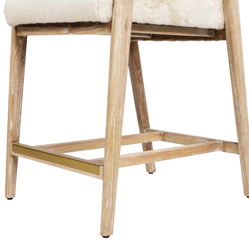 Tabouret de comptoir rembourré en frêne massif Dylis