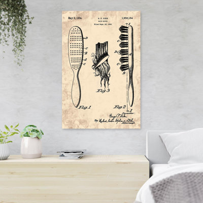 Hair Brush Design On May 8, 1934 - 1 Piece Rectangle Graphic Art Print On Wrapped Canvas