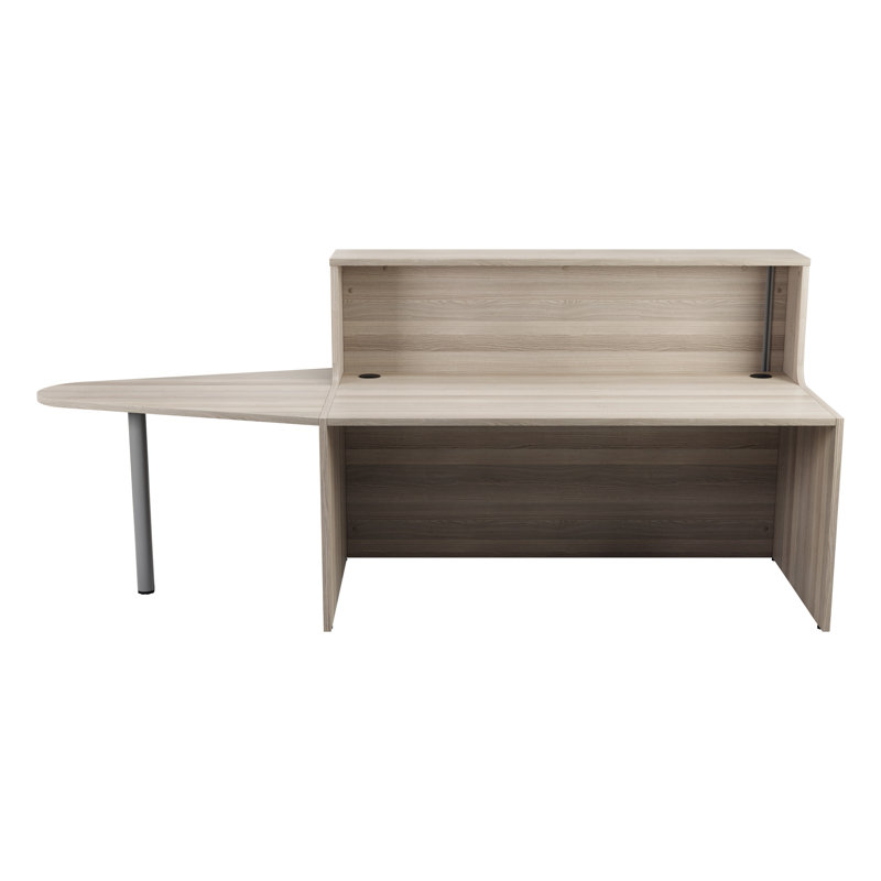 Buariki Rectangle Synthetic Laminate Reception Desk, Grey Oak