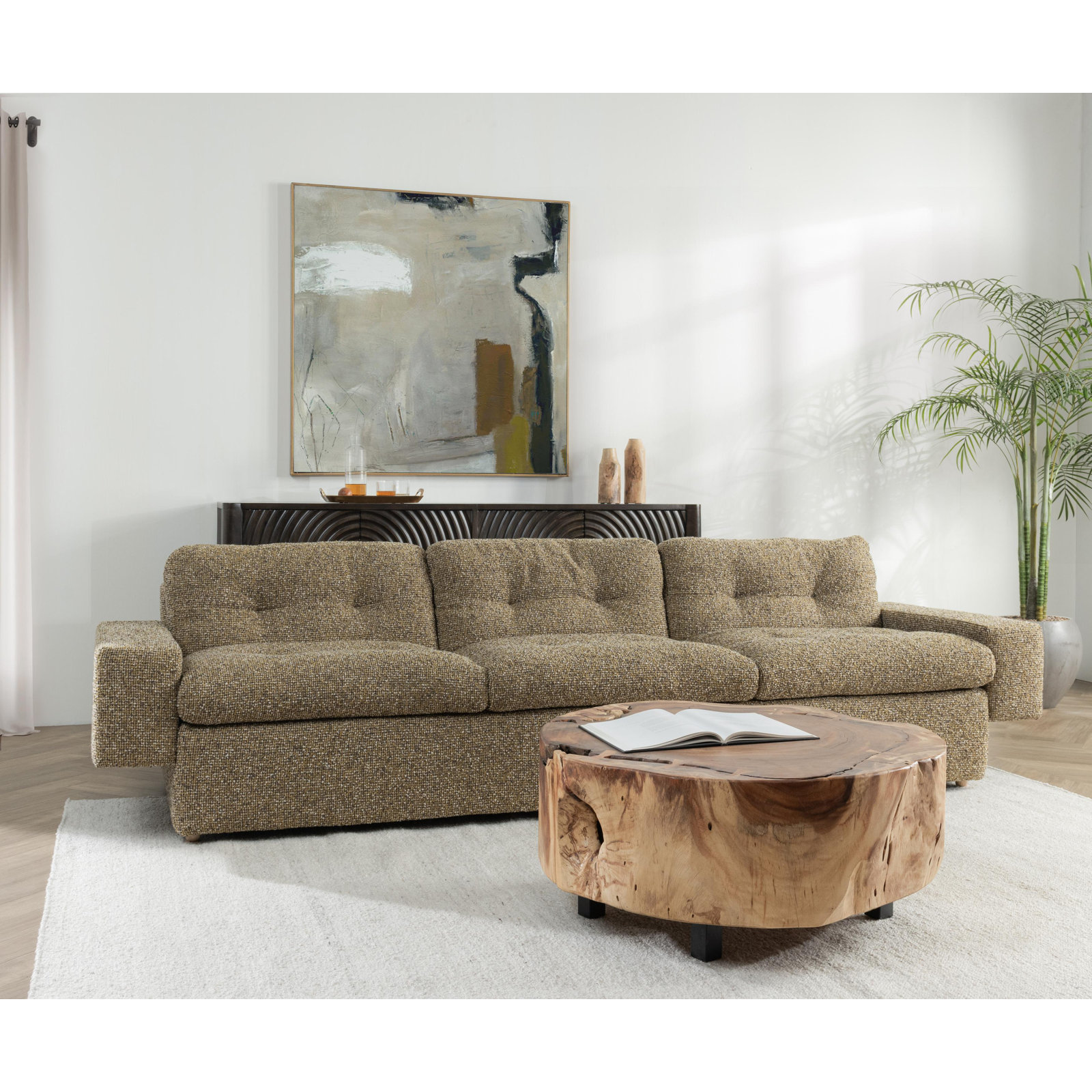 Lucca 117" Tufted Upholstered Sofa