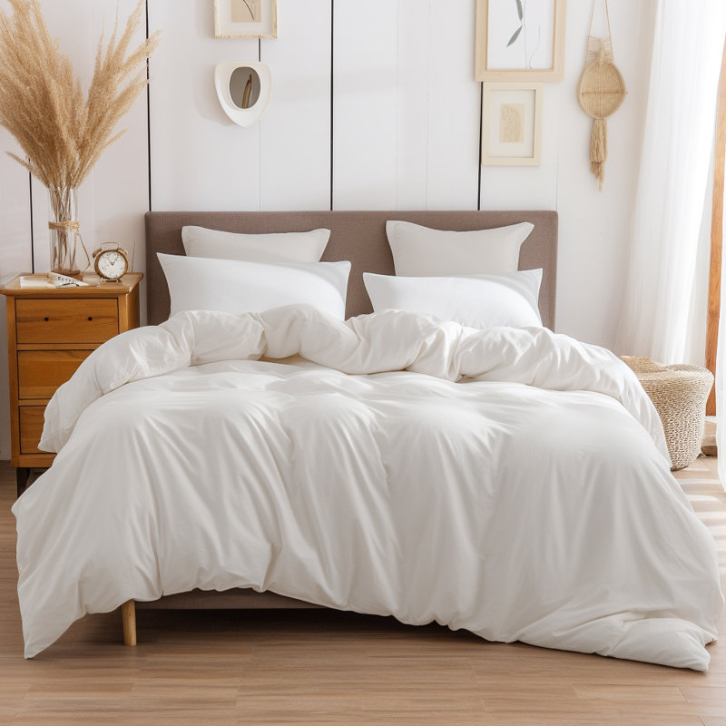 HOME BEDDING Jersey Cotton Duvet Cover Set, Off-White, King Duvet Cover + 2 King Shams