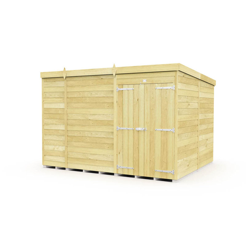 11ft x 8ft Pent Shed - Double Door without Windows