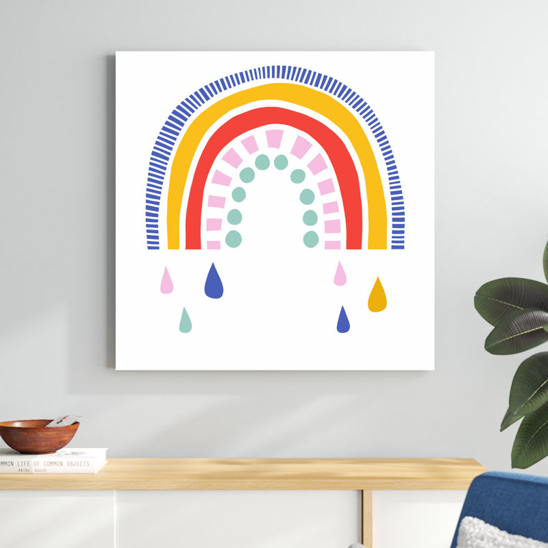 Patterned Rainbow I by Victoria Barnes - Wrapped Canvas Painting, 36" H x 36" W