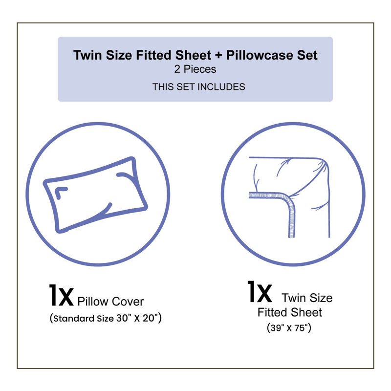 Twin White and Green Microfiber Kids Sheet Set