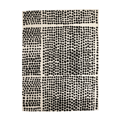 Wool Polka Dots Area Rug in Black