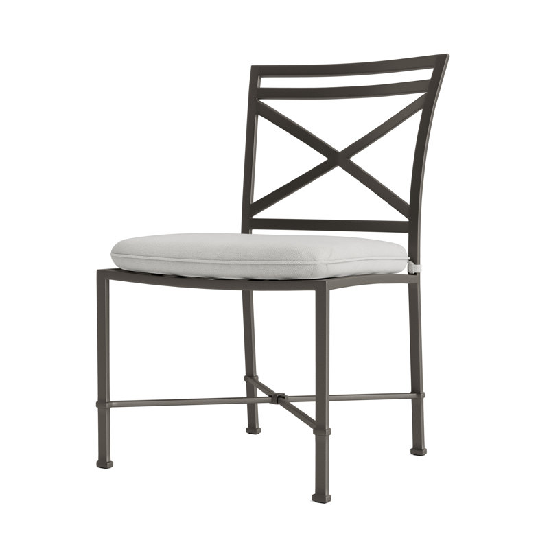 Venetian Outdoor Dining Side Chair, Mica, Fusion Dove, White