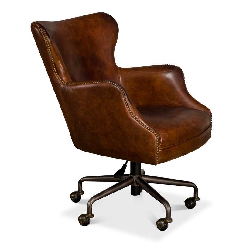 McKellen Leather Swivel Executive Chair, Vintage Cigar