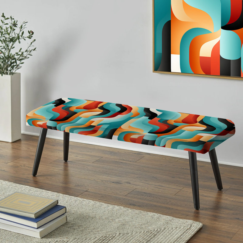 Motif de mur gris rayé cubique - banc rembourré noir rayé, Blue And Orange Maze Illusion