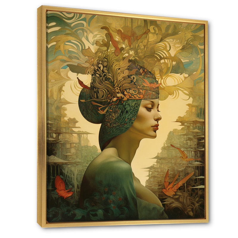 «Goddess Dreams in Tender Tones I», reproduction sur toile, Cadre flottant doré, H 32 po x l 24 po x P 1 po