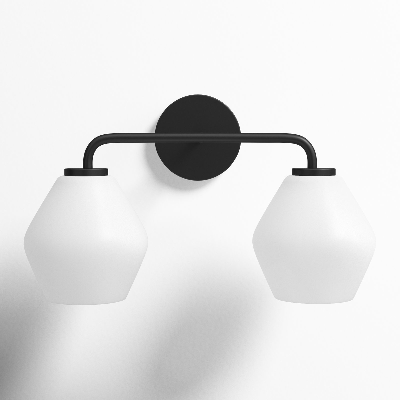 Rooks 2-Light Dimmable Vanity Light, Midnight Black, White
