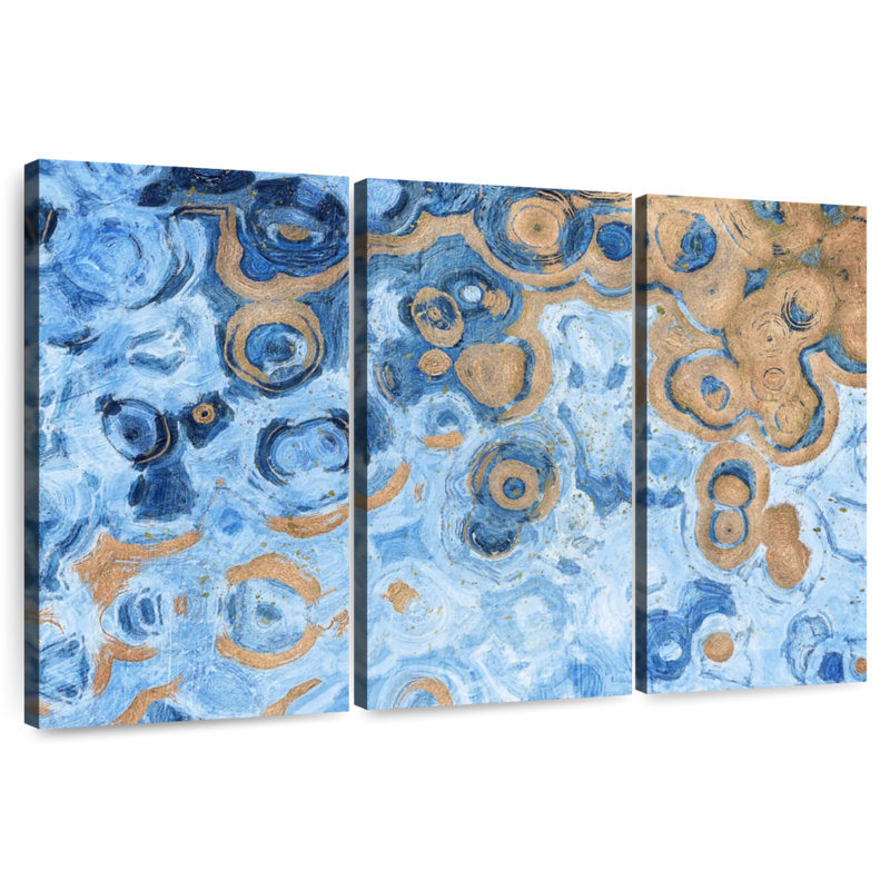 Avery abstrait mer bleue, H 42 po x l 65 po