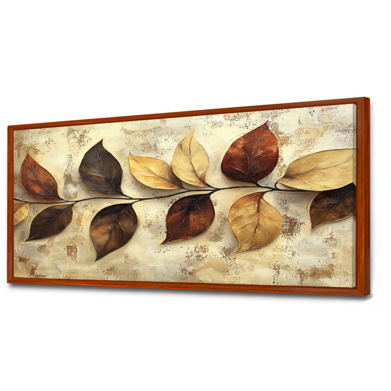 Ingvars chocolat brun feuilles de paysage II - feuilles, art mural, H 28 po x l 60 po, Impression encadrée flottante, Brun