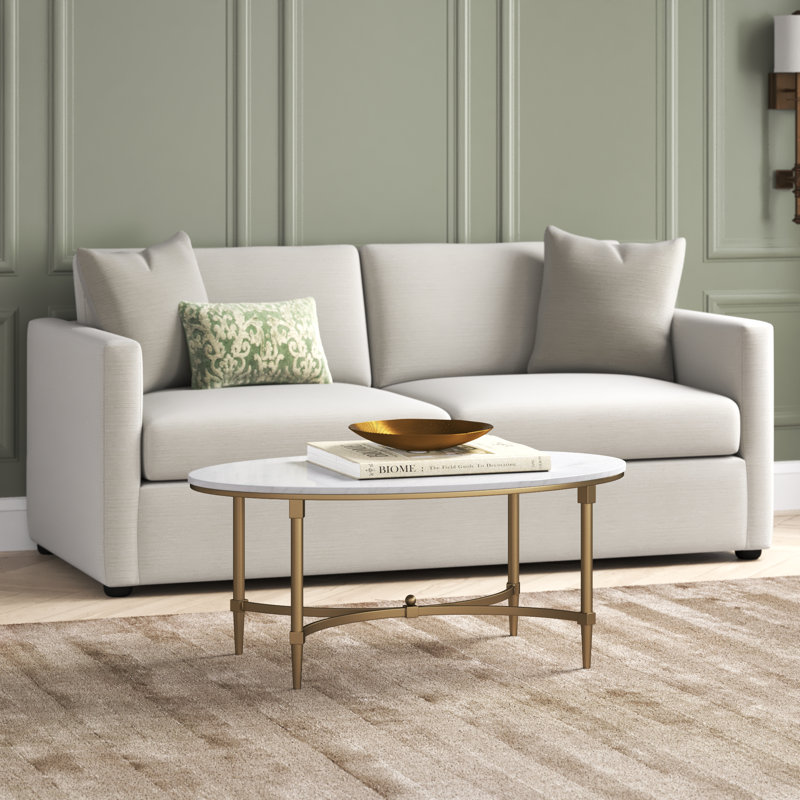 Bordeaux 40.5'' W Gold Metal Faux Marble Top Oval Coffee Table
