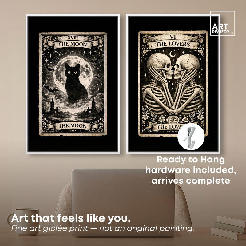 Les amoureux du tarot Duo, H 25 po x l 17 po, Cadre blanc