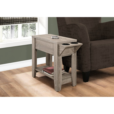Table d'appoint en stratifié taupe foncé avec rangement pratique pour le salon et la chambre à coucher Fonction de lampe Chambre à coucher, finition, conception compacte et peu encombrante
