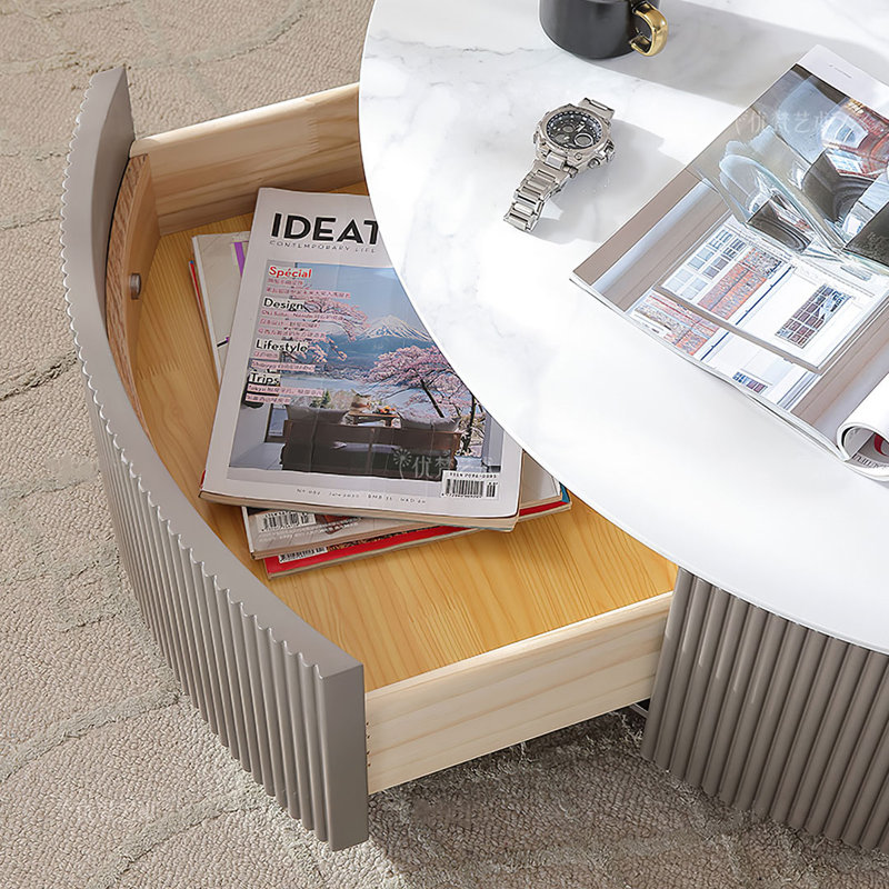 Modern Round White Nesting Coffee Table Set