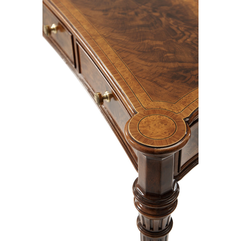 Regency Style Walnut and Brass Console Table with Storage