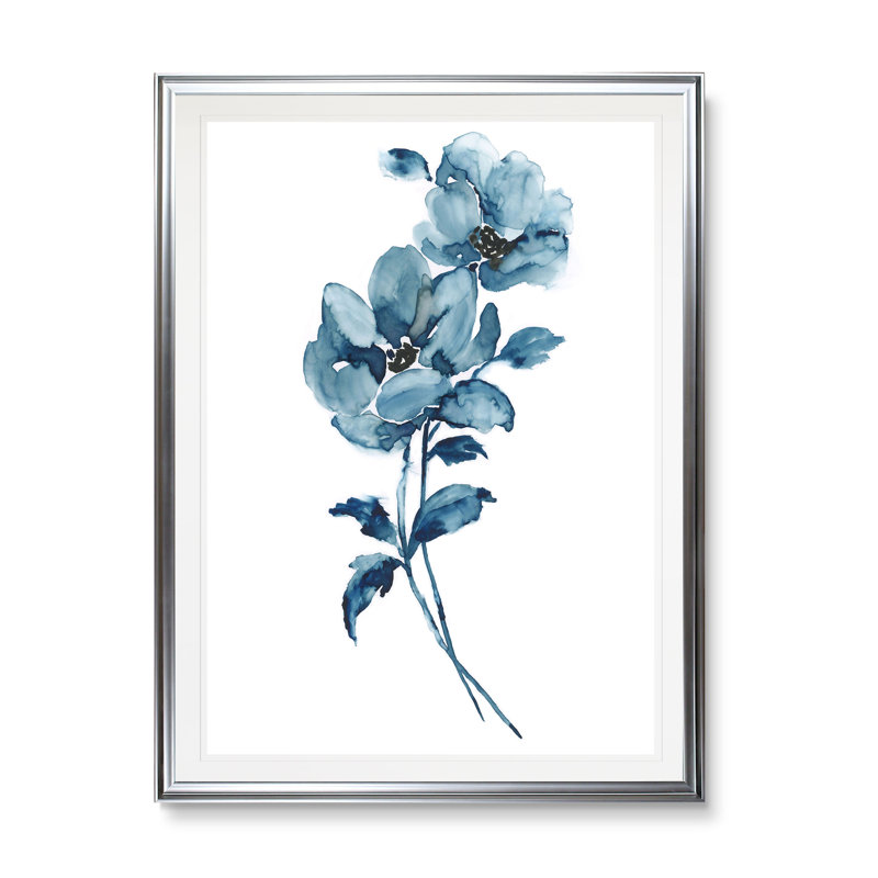 « blue botanique i », reproduction, H 30 po x l 22 po x P 1,5 po, Cadre argenté
