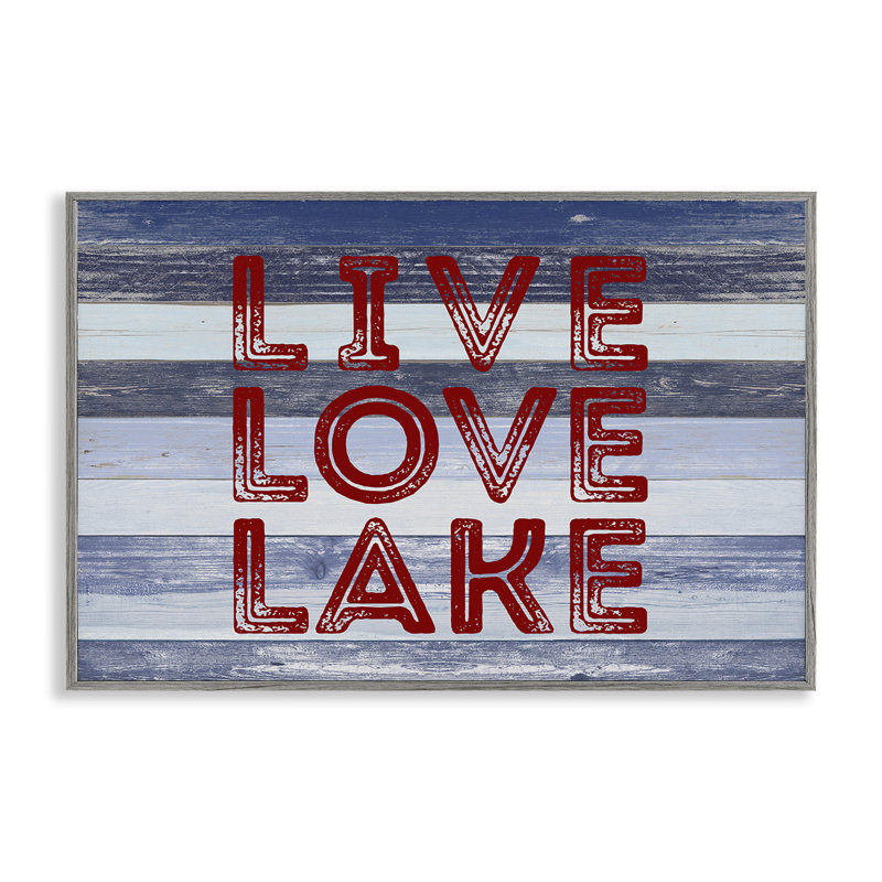  «Live Love Lake», art de la giclée rayée par SD Graphics Studio, H 20 po x l 30 po, Estampe numérique Farmhouse