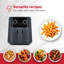 Friteuse à air de 4,4 pintes multifonction, température réglable jusqu'à 400 ° F, technologie à air chaud 95% moins d'huile, rôti, cuisson, réchauffage, congelé, gril, gris 