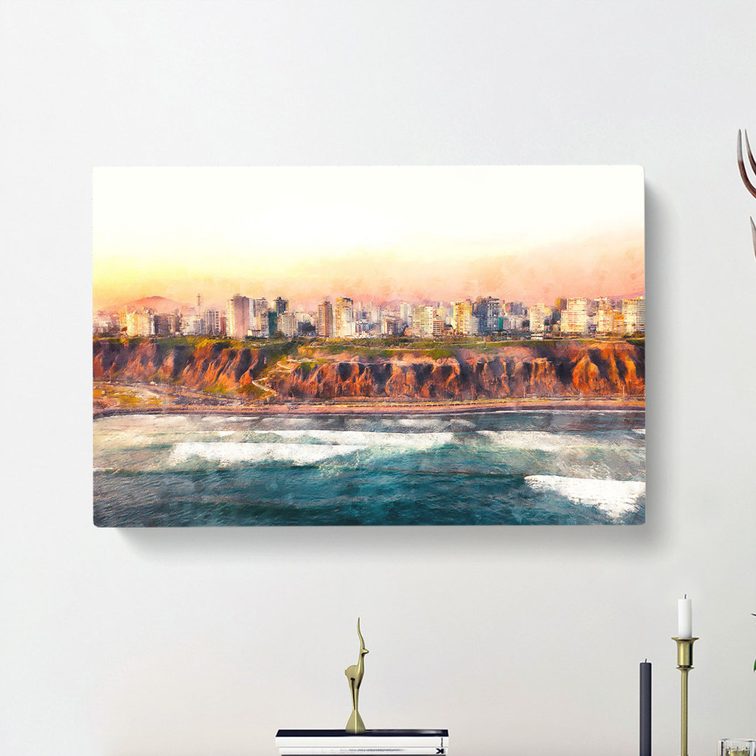 Lima Skyline In Peru - Wrapped Canvas