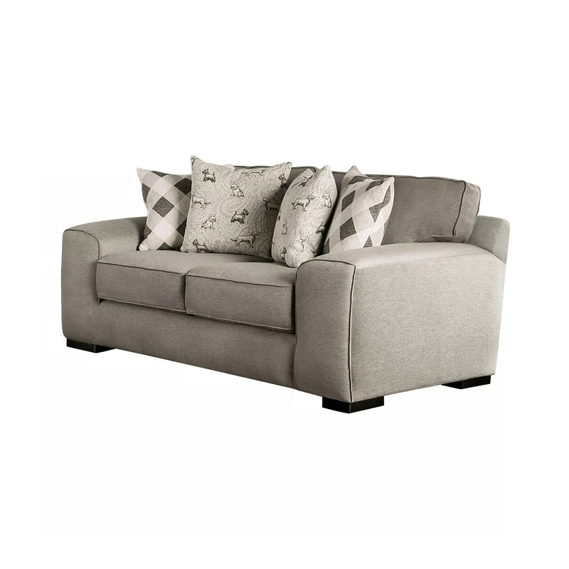 75.4" W Transitional Loveseat, Gray