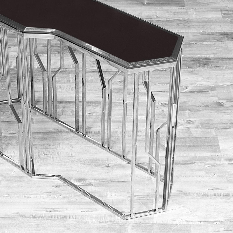 Glass Top Console Table, 31.5" H x 55" W x 17" D, Silver