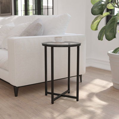 Hampstead Collection End Table - Modern Laminate Accent Table with Crisscross Frame