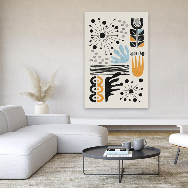 Abstrait jardin 2 - motifs abstraits floraux et natures mortes, art du milieu du siècle, H 60 po x l 40 po
