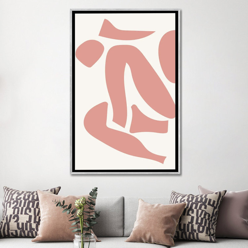 « Déstructed » rose par Mambo art studio-impression, Pas de tapis, H 60 po x l 40po x P 1,5 po, Toile avec cadre argenté