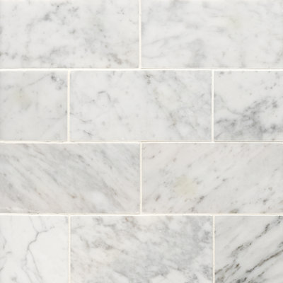 Carrara White 3" x 6" Honed Marble Subway Tile
