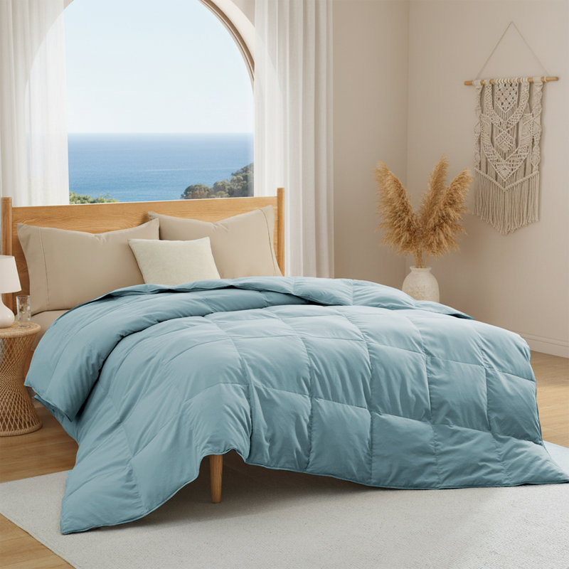 Édredon léger en duvet synthétique et plumes, Très grand, Bleu acier