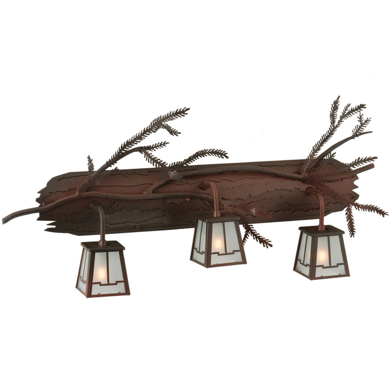 Rustic Bronze 3-Light Pine Branch Vanity Light